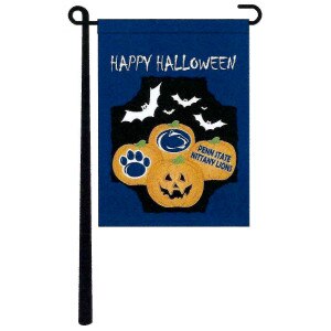 garden flag Happy Halloween Penn State graphics on pumpkins